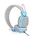 Jelly Comb Wired Stereo Lightweight Foldable Headphones Headband Headsets with Microphone 3.5mm for Cellphones Smartphones Iphone Laptop Computer Mp3/4 Earphones (Blue)
