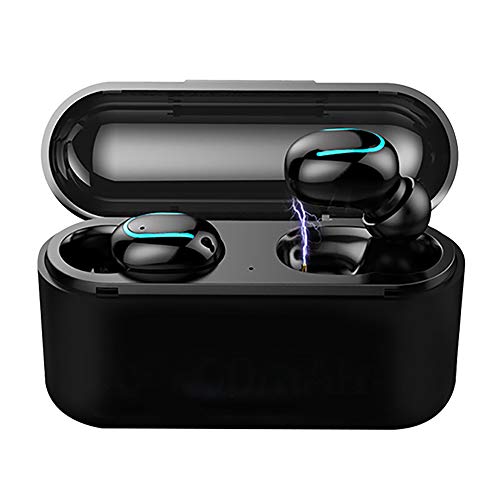 Wireless Earbuds Bluetooth V5.0 Headphones, IPX5 Waterproof in-Ear Wireless Charging Case TWS Noise Canceling Handsfree Bass Stereo in-Ear Earbuds Earphones (Black)