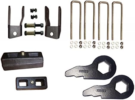 QSA 1" - 3" FORGED KEYS + Shock Extenders + 2" Blocks + U-Bolts. Compatible 1988-1998 Chevy/GMC 1500 K1500 Truck (4WD) / 92-99 Suburban / 95-99 Tahoe, Yukon