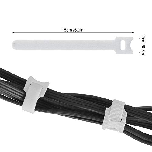 100pcs Reusable Fastening Cable Ties 6 Inch Adjustable Cord Ties Adjustable Fastener Cable Strap Hook and Loop Cord Ties, White HG467