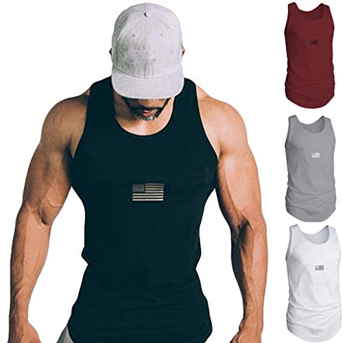 image for Appoi Men Clothes Mens Compression Shirt Flag Printed Slimming Body Sh