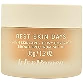 IRIS&ROMEO Best Skin Days SPF 30 Dewy Coverage Foundation Makeup - Shade 7, Medium Skin with Olive Undertones, 1.2 oz