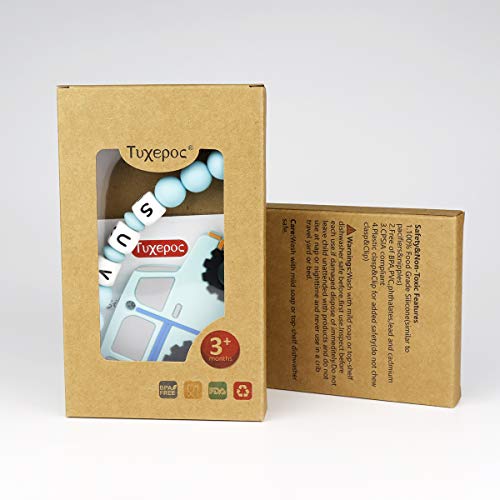 TUXEPOC Baby Teether Toys,SUV Car Teething Toys with Silicone Pacifier Clips,Self-Soothing Pain Relief Soft Silicone Teether Training for Babies,Toddlers,Boy and Girl,Organic BPA Free