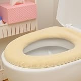 FaSoLa Bathroom Warmer Washable Cloth Toilet Seat Cover Pads (Beige)