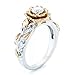 Women's Vintage Two Tone Blooming Rose Bridal Engagement Wedding Halo Promise Eternity Rings
