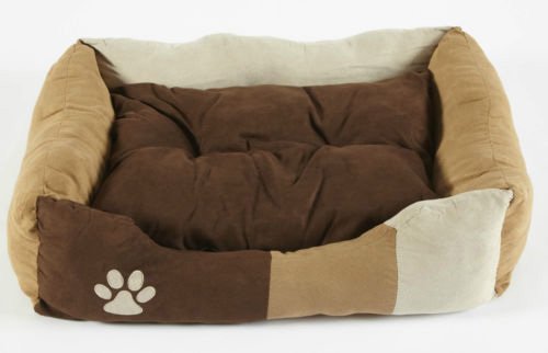 BUNNY BUSINESS Luxury Super Soft Dog Beds Faux Suede, Small, 24-inch, Tan