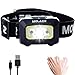 MOLAER Rechargeable Headlamp, LED Head Lamp Flashlight 550 Lumens with Red Light and Motion Sensor Switch, 5 Lighting Modes IPX5 Waterproof Headlight for Running, Camping, Hiking, Fishing