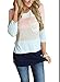 LISTONE Womens o-neck Striped 3/4 Sleeve Floral Blouse Tops patchwork casual blouse Pink S