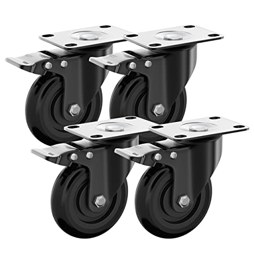 Houseables Caster Wheels, 4 Inch, Set of 4 Heavy Duty Swivel Casters
