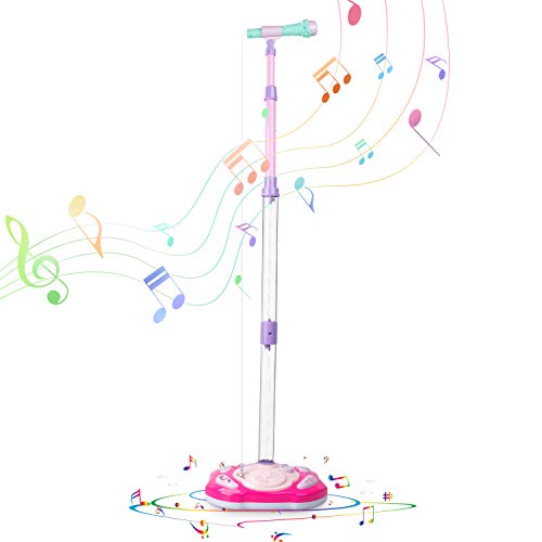 SAOCOOL Kids Microphone, Rechargeable Kids Karaoke Machine, Toddler Microphone Music Toy Set with Colored Lights Flashing & Adjustable Stand for Children Over 3 Years Old - Thumbnail 7