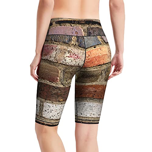 Inaayayi Hoge taille Yoga Shorts metselwerk textuur oude bakstenen stenen stenen metselwerk vrouwen fiets shorts yoga… - Image 7