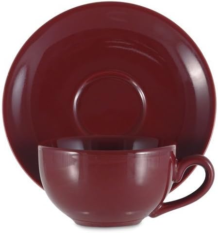 Metropolitan Tea Burgundy Ceramic Teacup and Saucer Set by Metropolitan Tea