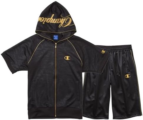 Amazon Champion チャンピオン 半袖 ジャージ 上下 セット メンズ ブラック ゴールド Champ Set Cw1522t Cw1572h Kg Oサイズ フィットネス トレーニング ロングパンツ 通販