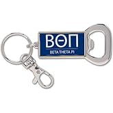 Sorority Shop Beta Theta Pi Fraternity Keychain - Flat Bottle Opener with Greek Letters and Fraternity Name in Official Colors, Beta Theta Pi Fraternity Keyring, Silver