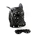 PU Leather Doggy Style Sex Full Hood Mask with Eyes Patch & Mouth Zipper