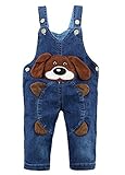 Kidscool Baby Cotton Denim 3D Cartoon Coffee Dog Soft Overalls