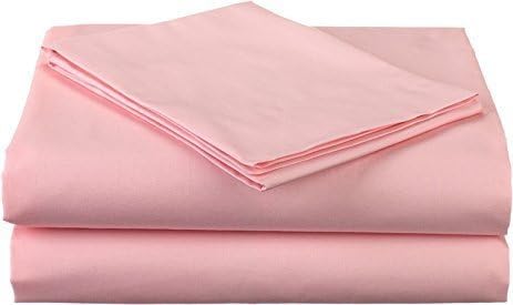 LaxLinen-600 Thread Count 4 PCs Bed Sheet Set (+21 Inch) Extra Deep Pocket Twin Extra Long Bed Size, Pink Solid 100% Egyptian Cotton
