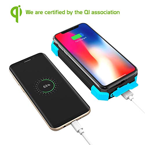 Cellet-Power-Bank-for-Samsung-Galaxy-S20-S20-Plus-S20-Ultra-Solar-Powered-Waterproof-Outdoor-Portable-Qi-Certified-10000mAh-Wireless-Charging-Battery-with-Flashlight-Compass-Hook-Blue
