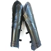 ARTIZANSTORE Leather Greaves | Authentic Medieval Leg Armor with Adjustable Leather Straps | Ideal for LARP, Cosplay, and Historical Re-enactments