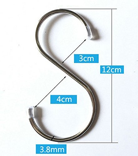 GCA 10 Pack 304 stainless steel Heavy-Duty S Shaped Hooks Kitchen Pot Pan Hanger Clothes Storage Rack