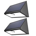USB Solar Light, 1000 Lumens Solar Powered Motion Sensor Lights, 46 LED Rechargeable Waterproof Indoor/Outdoor Wireless Wall/Path/Step/Porch/Garden/Street Security Lights Spotlights (Black)-2Pack