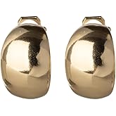 Aloha Earrings Non Pierced Thick Polished Clip On Hoop Earrings