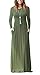 AUSELILY Women's Long Sleeve Casual Loose Pocket Maxi Party Long Dresses (XL, Army)