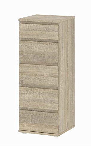 Tvilum Connect 5 Drawer Narrow Chest in Oak Structure