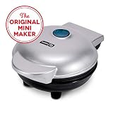 Dash DMS001SL Mini Maker Electric Round Griddle for Individual Pancakes, Cookies, Eggs & other on the go Breakfast, Lunch & Snacks with Indicator Light + Included Recipe Book - Silver