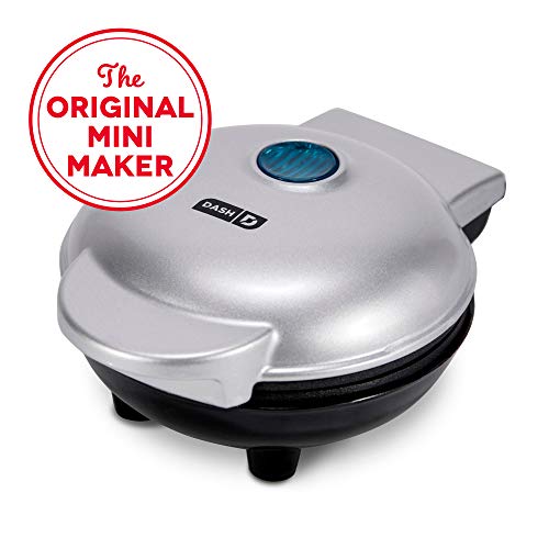 Dash DMS001SL Mini Maker Electric Round Griddle for Individual Pancakes, Cookies, Eggs & other on the go Breakfast, Lunch & Snacks with Indicator Light + Included Recipe Book - Silver