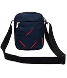 Small Sling Bag for Men - Cosmus Index-Small Bag for Mobile & Wallet - Navy Blue - Red