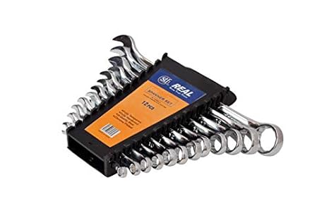 Real Heavy Duty Eliptical Combination Spanners 12 Pcs. Set with Hanging Tray