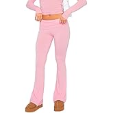 Fawjsais Flare Leggings for Women Skinny Fold Over Leggings Bootcut Yoga Pants Low Rise Sweatpants