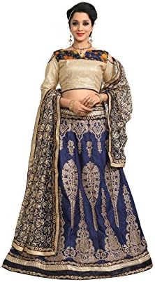 Fab Valley Satin Lehenga Choli (FV9074_d7_Blue_Free Size)