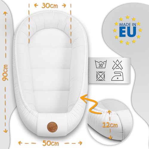 Baby Bed Reducer – 90 x 50 cm Baby Nest Transportable for Babies Nest Crib Pod Cocoonababy Babynest Antisuffocation Owls Light Grey