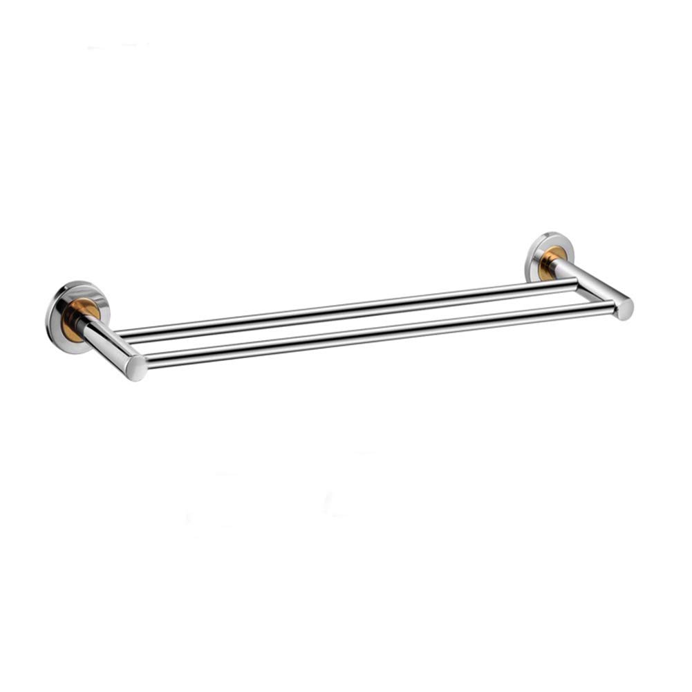 Double Towel Bar, Tiberham Double Layer Towel Rail Multi-Function Towel Rack, Contemporary Style Polished Finish Towel Holder Hanger Wall Mounted Bathroom Towel Shelf