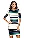 MakeMeChic Women's Striped Half Sleeve Wear to Work Penicl Dress Multicolor M