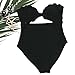 Cupshe Fashion Women's Sexy Irregular Hem One Piece Padded Bikini Set (Large), Black
