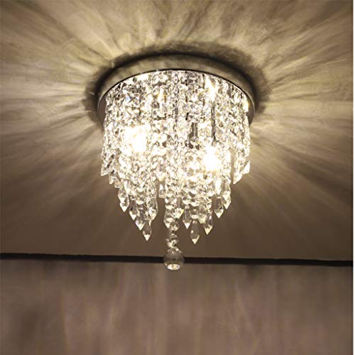 Aviat Crystal Chandelier Lighting, Flush Mount Ceiling Light G9, Modern Pendant Lamp Fixture for Bedroom, Hallway, Shipping from USA (Silver) - Thumbnail 3