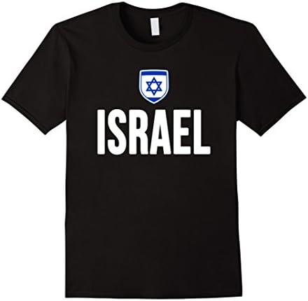 Men's ISRAEL T-shirt Israeli Star Flag Jew Hebrew Soccer Football Large Black