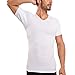 Ejis Sweat Proof Undershirt Men w/Sweat Pads & Antimicrobial Silver, Micro Modal V Neck (Medium, White)