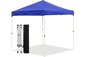 LANMOUNTAIN Canopy 8X8 FT,Outdoor Pop Up Tent w/Backpack Bag,Adjustable Straight Leg Heights Canopies,Sun Shade,Instant Shelter,Portable Patio Tents for Parties,Commercial Event,Blue