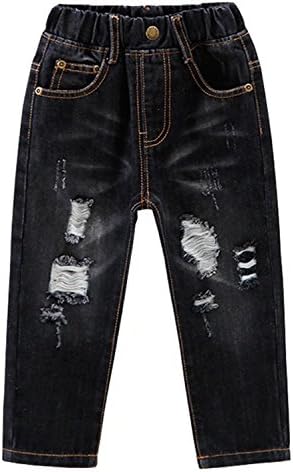 Ameyda Baby Little Girls Boys Jeans Black Denim Pants Trousers With Broken Holes