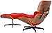 Eames Style Lounge Chair & Ottoman Reproduction Replica Premium Italian Leather Red/Walnut
