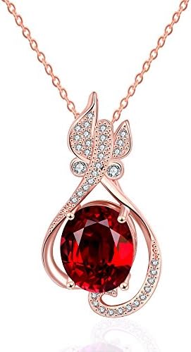 Anna Princess Kitty Shape Zircon Gold Plated Elegant Women Pendant Necklace (Red)
