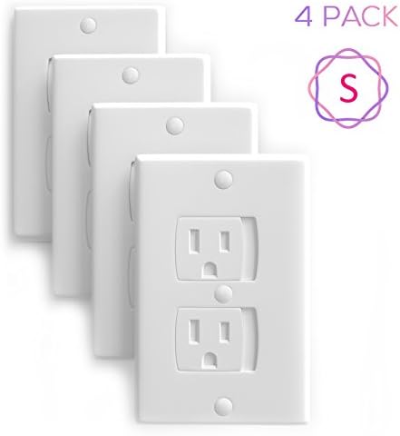 Extra Safe Self-closing Outlet Plates (4 Pack) | by INSAFE | Hardware Included |  Protects Children from Electrical Shock | Strong and Durable | 100% Guarantee (White)