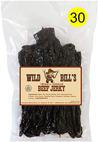 Wild Bills Hickory Smoked Beef Jerky Strips, 30-Count, 15-Ounce