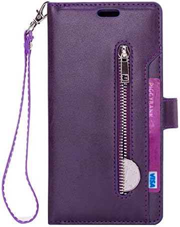 PU Leather Wallet Case for Galaxy Note 9, Stand Folio Cover with Hand Wrist Luxury Magnetic Wallet Purse for Women Hard Back Shell for 2018 Android Samsung Galaxy Note 9 elecfan (Purple)