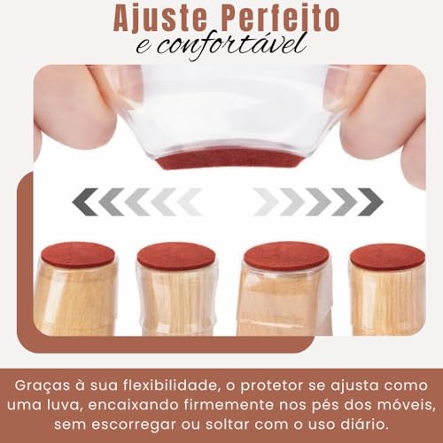 Kit Protetor de Pé de Móveis em Silicone, Antiderrapante, Protege Piso e Evita Arranhões - Proteção para Pé de Cadeiras, Mesas, Sofás, Camas e Guarda-Roupas, Pés Redondos e Quadrados - UpShop (16)