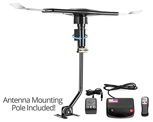 ViewTV 120 Mile Range Outdoor / Attic Amplified Antenna - 120 Miles Range - 360Â° Rotation - Wireless Remote and Mounting Pole Included - 120 Miles Long Range Outdoor Antenna